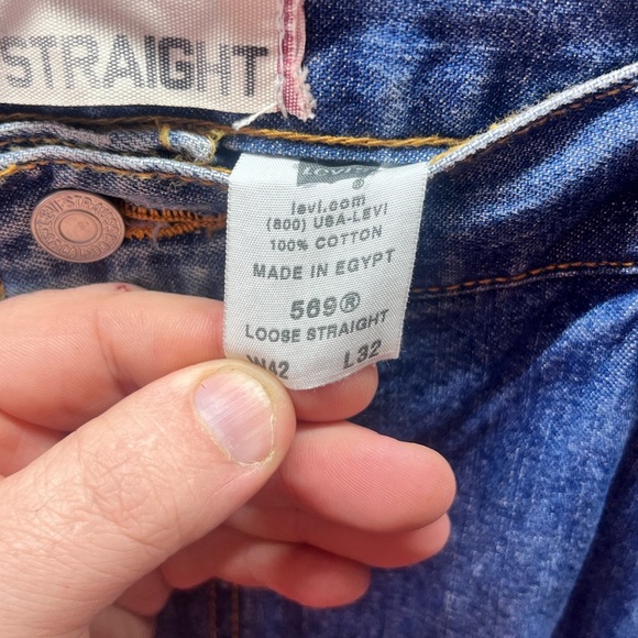 Levis 569 Loose Straight Jeans Mens 42/32 Blue Denim Work Comfort Casual 1813 - Picture 3 of 9